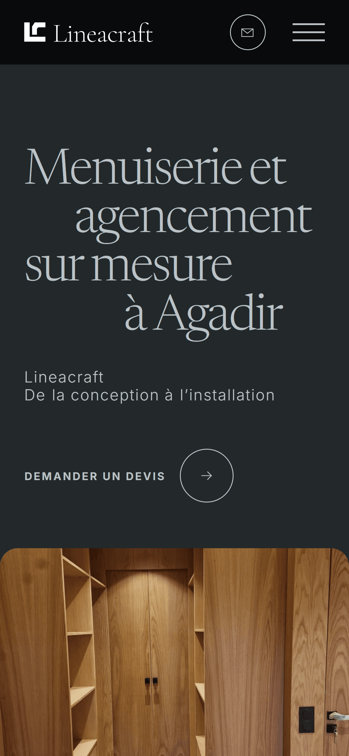 Le même site Lineacraft sur téléphone